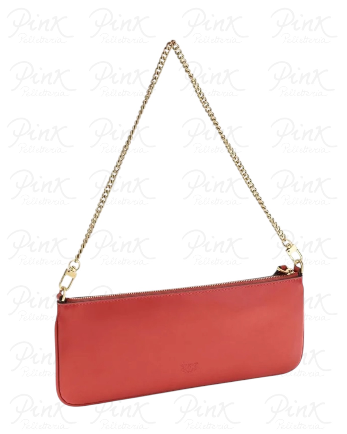 PINKO New Horizontal Flat Vitello Seta 107669-A0F1-R59Q Rosso Rio-Antique Gold - immagine 3