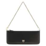 PINKO New Horizontal Flat Vitello Seta 107669-A0F1-Z99Q Nero-Antique Gold