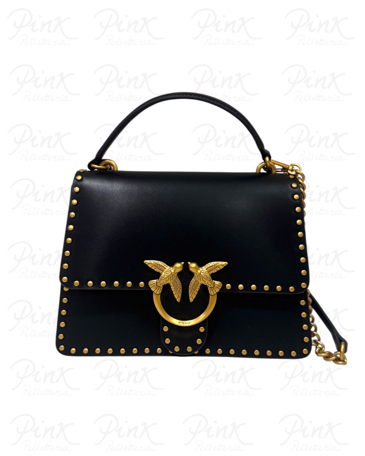 PINKO Top Handle Classic 107064-A0F1-Z99Q Nero-Antique Gold