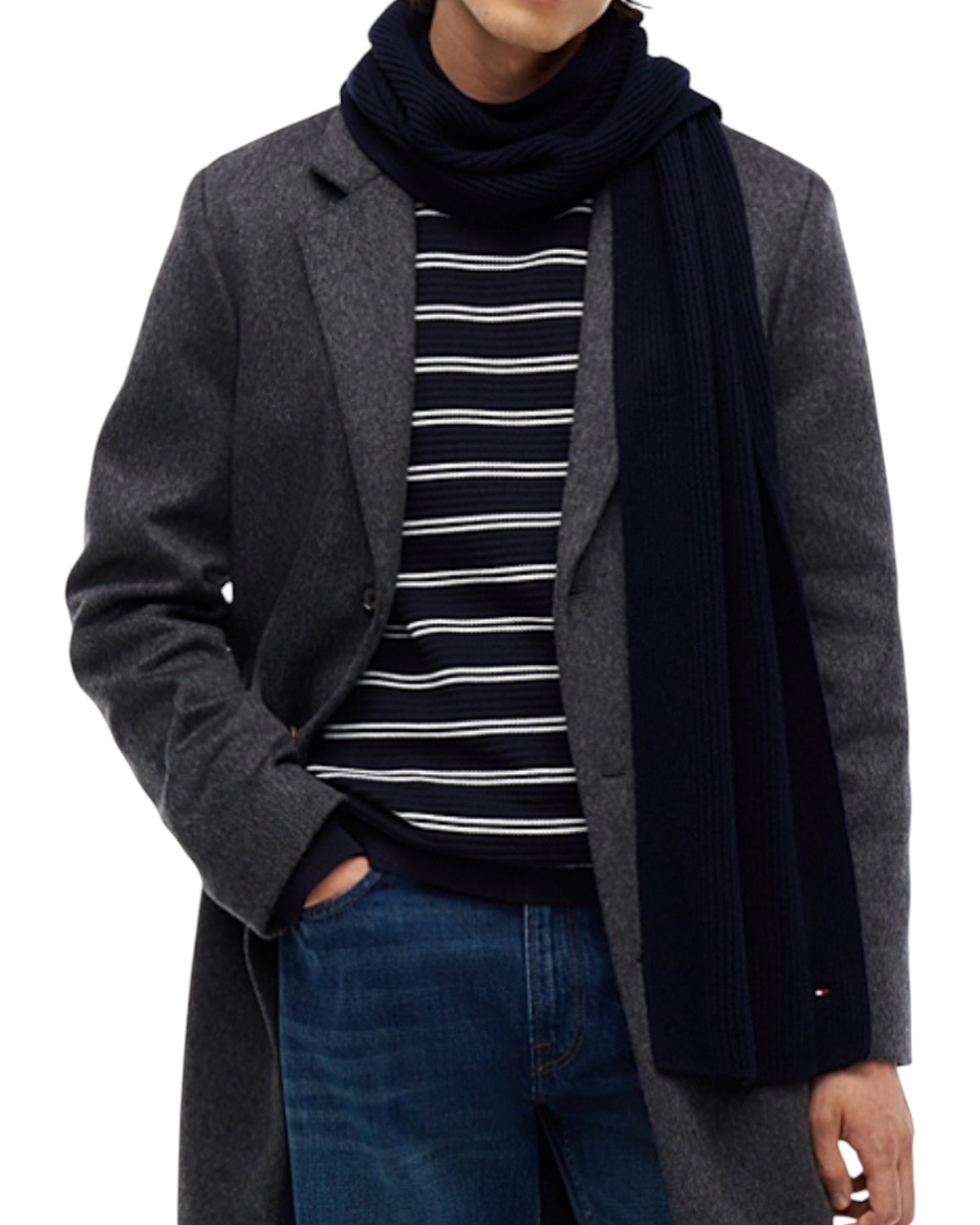 TOMMY HILFIGER Man Th Flag Pima Cotton Cash Scarf AM0AM12847-DW6 Blue - immagine 2