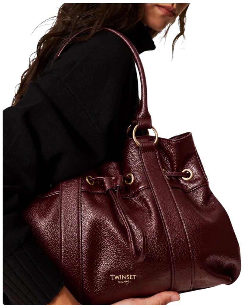 TWINSET Ruffle Bag Shopping 262TD8061 00020 Bordeaux