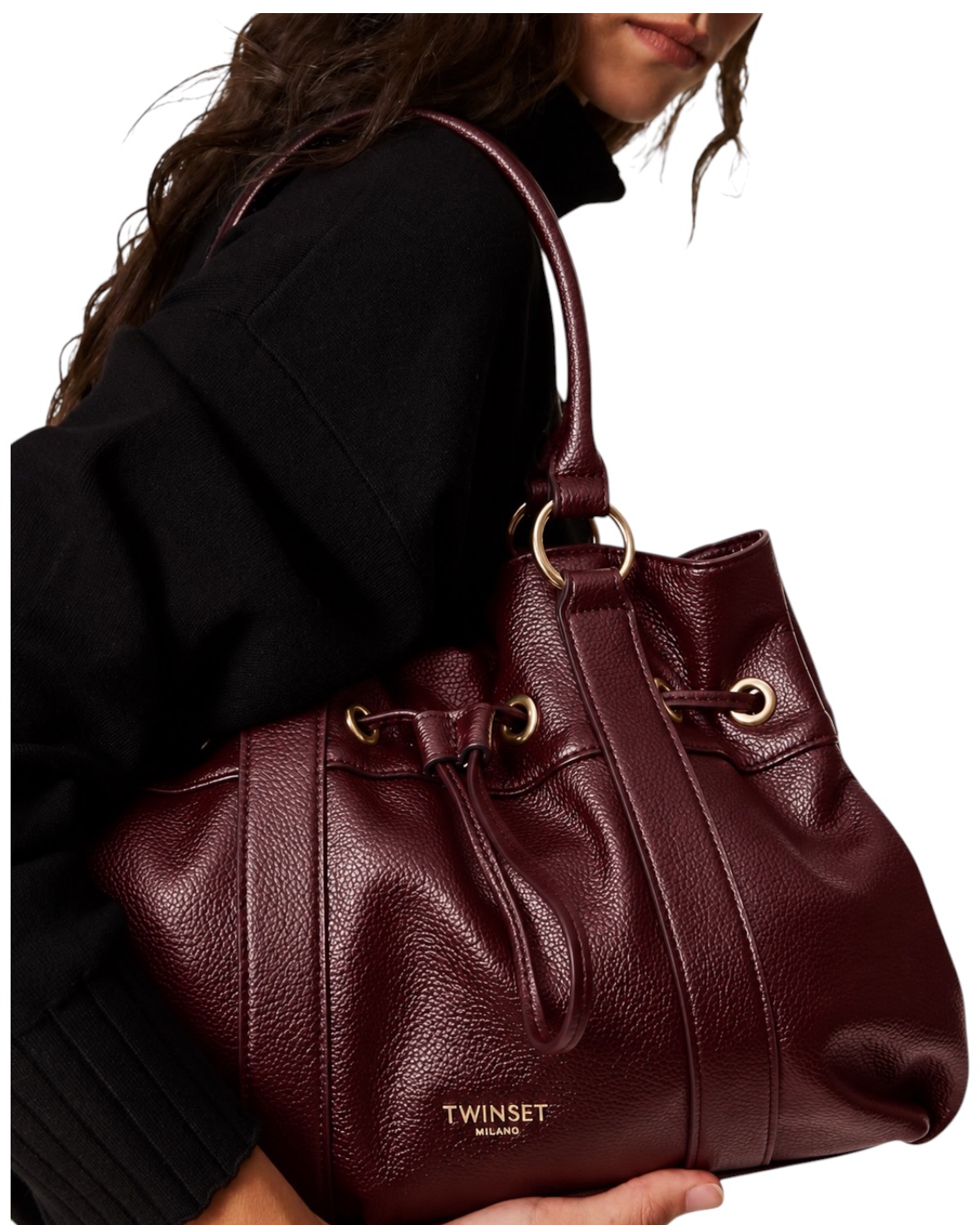 TWINSET Ruffle Bag Shopping 262TD8061 00020 Bordeaux - immagine 2