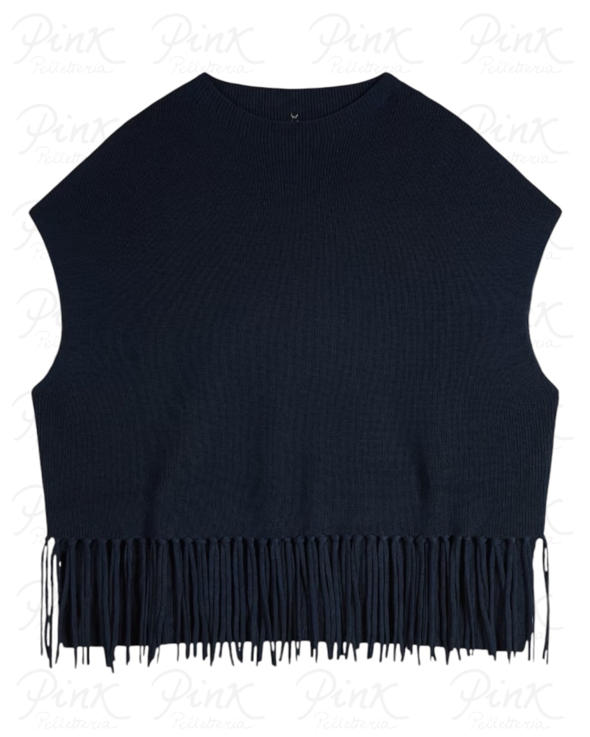 PATRIZIA PEPE Poncho Frange 8F0074 KM36 CB23 Nexus Blue - immagine 3