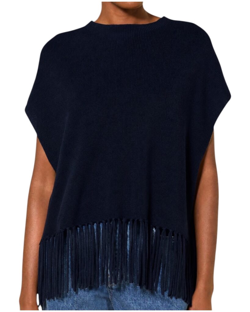 PATRIZIA PEPE Poncho Frange 8F0074 KM36 CB23 Nexus Blue