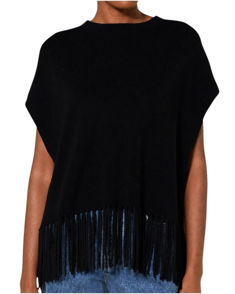 PATRIZIA PEPE Poncho Frange 8F0074 KM36 K103 Nero