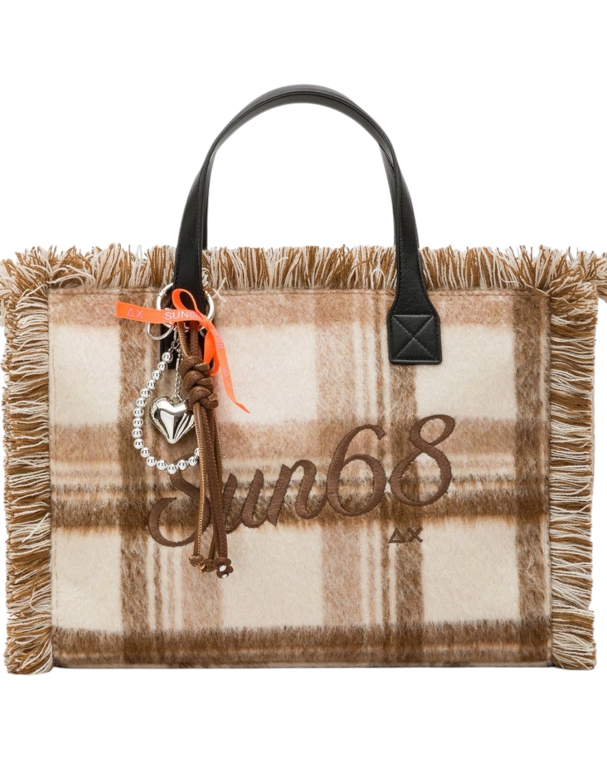 SUN68 Woman Fringes Cali Midi Bag Wool Touch W46212-71 Cacao