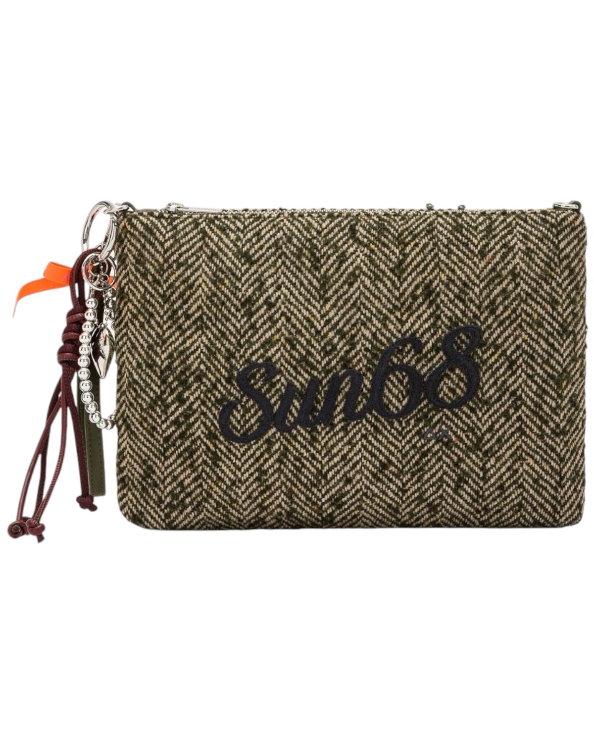 SUN68 Woman Fringes Pochette Wool Touch W46211-74 Militare Scuro