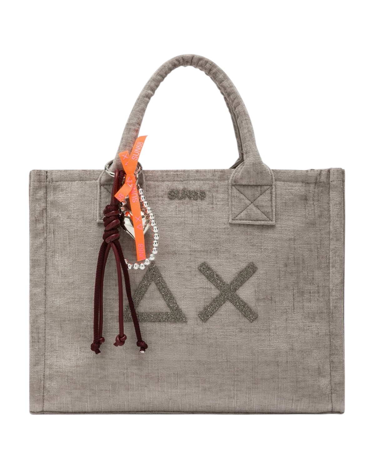 SUN68 Woman Velvet Cali Midi Bag W46205-06 Grigio Chiaro