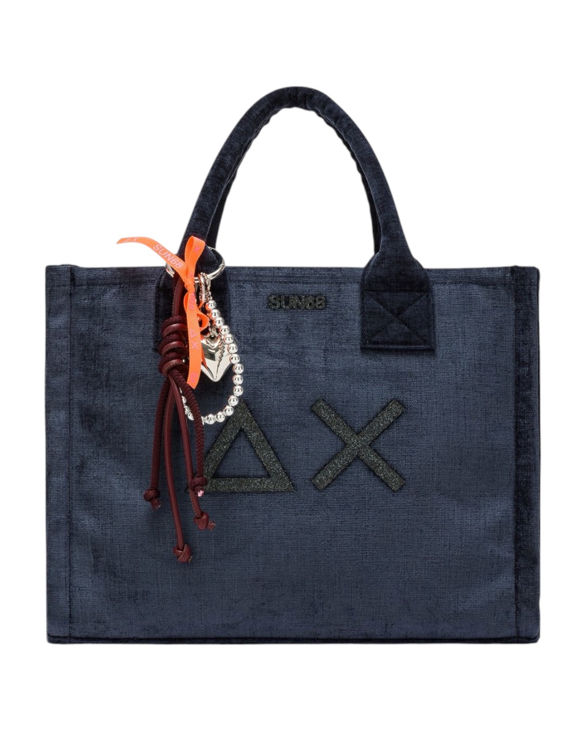 SUN68 Woman Velvet Cali Midi Bag W46205-07 Navy Blue