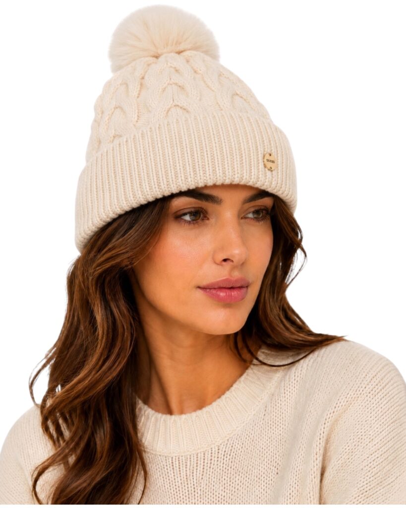 GUESS Knitted Beanie AW5676POL01 WHI White