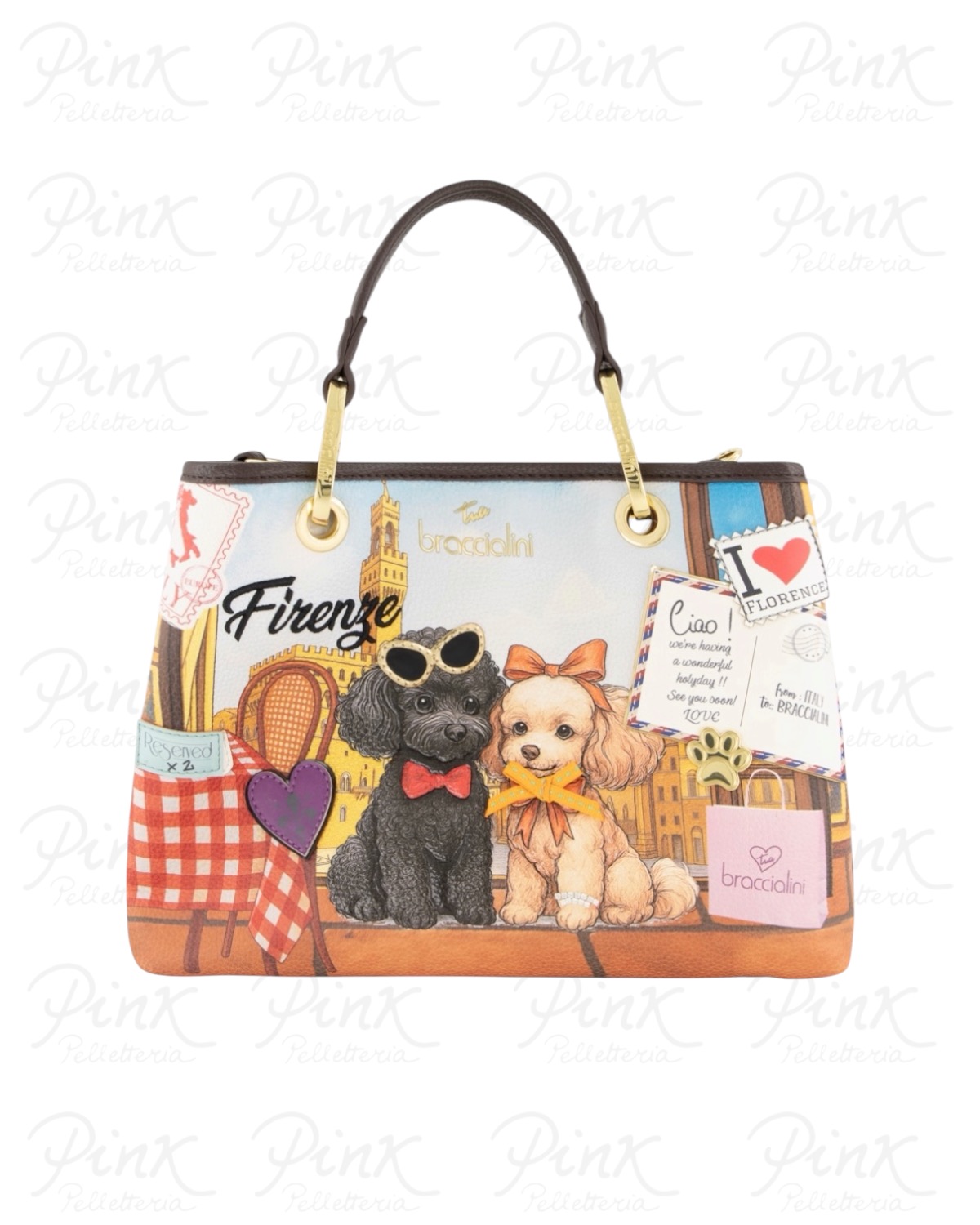 BRACCIALINI Cartoline Firenze Borsa a Mano S. B19161-YY-818 Multicolor