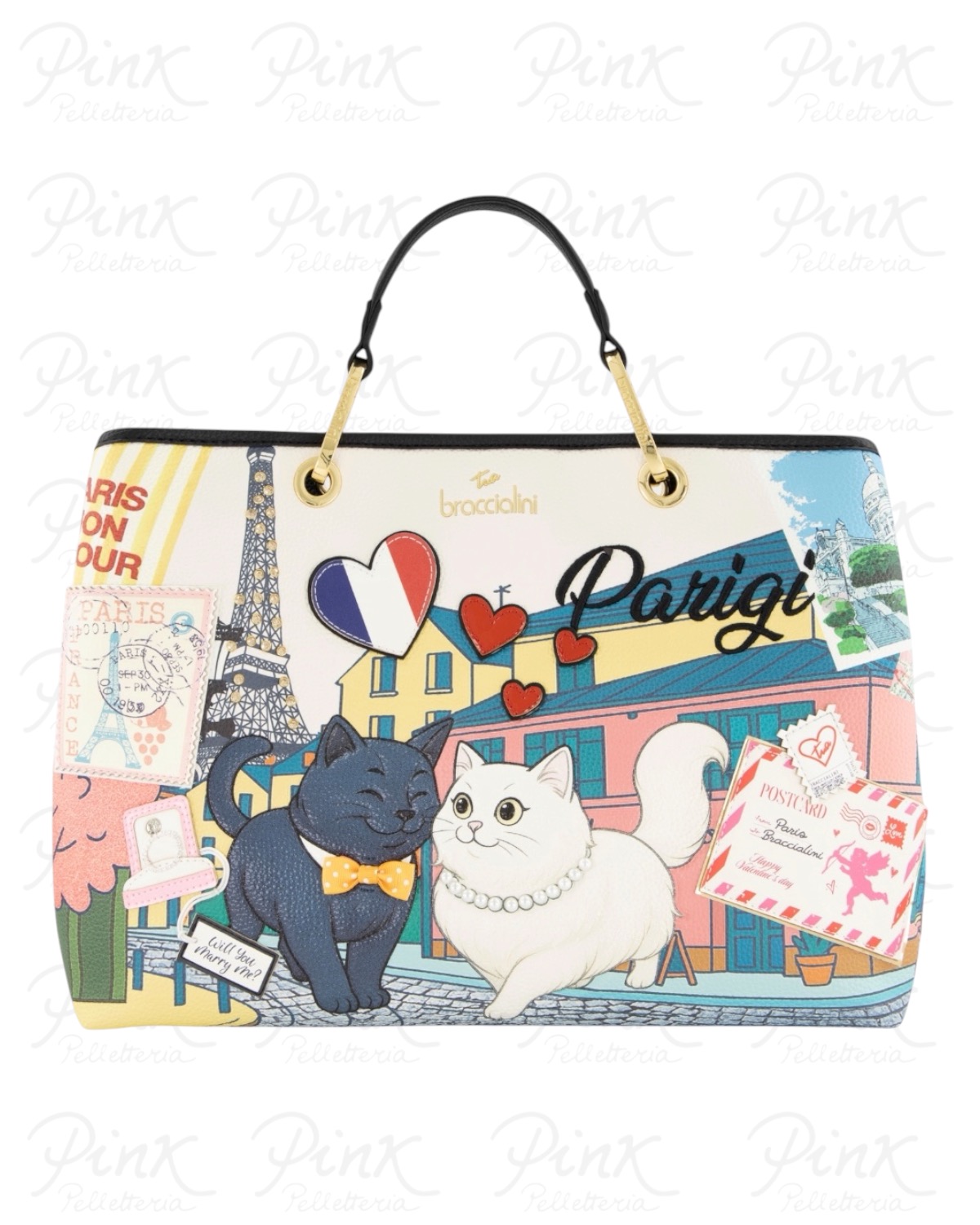 BRACCIALINI Cartoline Parigi Borsa a Mano M. B19162-YY-818 Multicolor