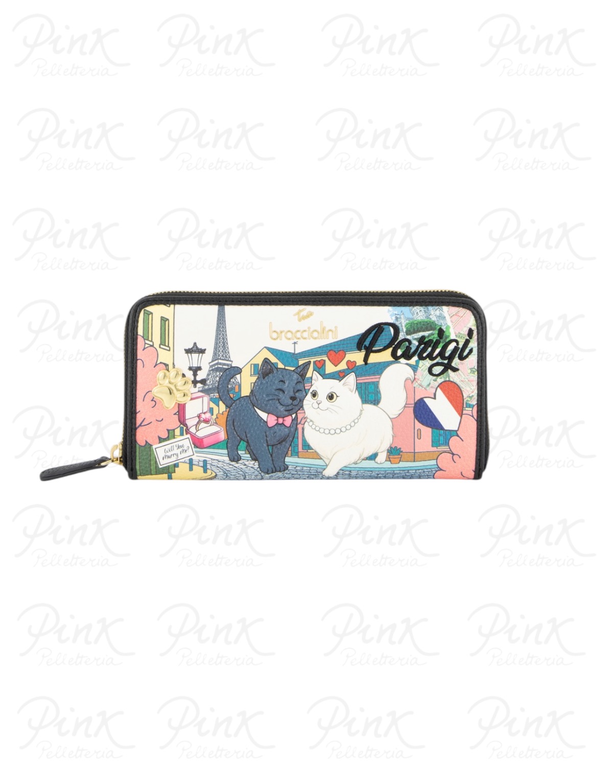 BRACCIALINI Cartoline Parigi Portafoglio Zip Around B19169_126-CA-818 Multicolor