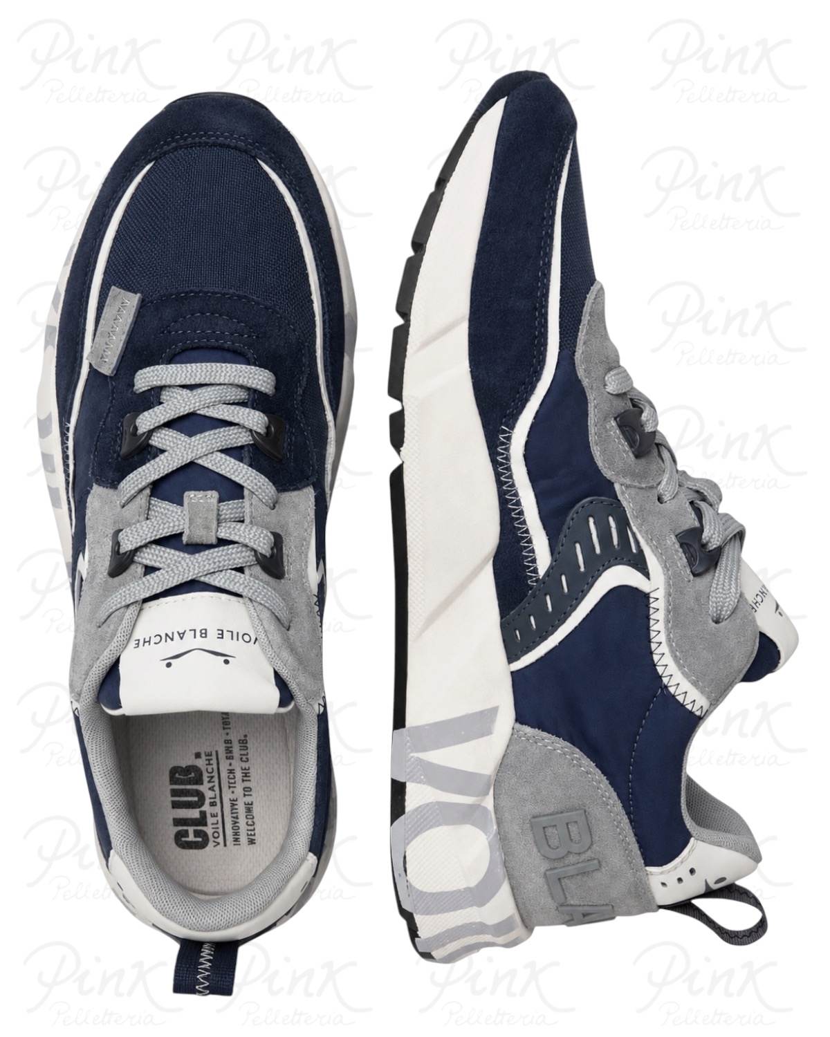 VOILE BLANCHE Man Club01 Sneaker 0012017465-16-1C05 Blue-Grey - immagine 4